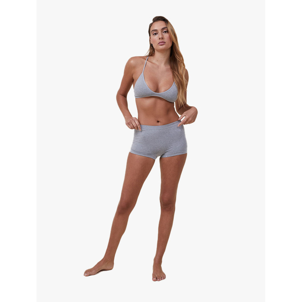 Cotton On Body - Pakaian Wanita - Seamless Light Weight Boyshort Brief - Grey Marle Debossed