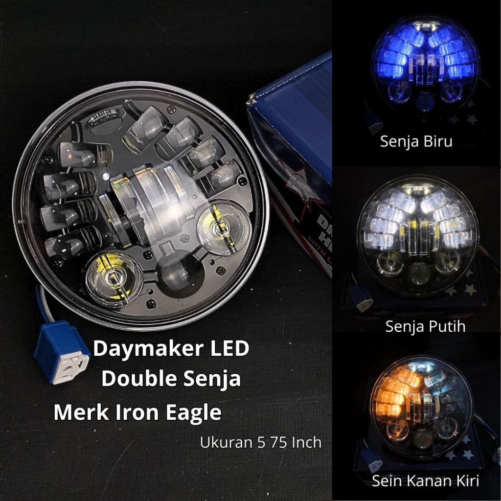 LAMPU DEPAN HEADLAMP DEPAN DAYMKR LED 5 75 INCH 16 LED SUPER TERANG UNTUK CB GL MEGAPRO TIGER RX KIN