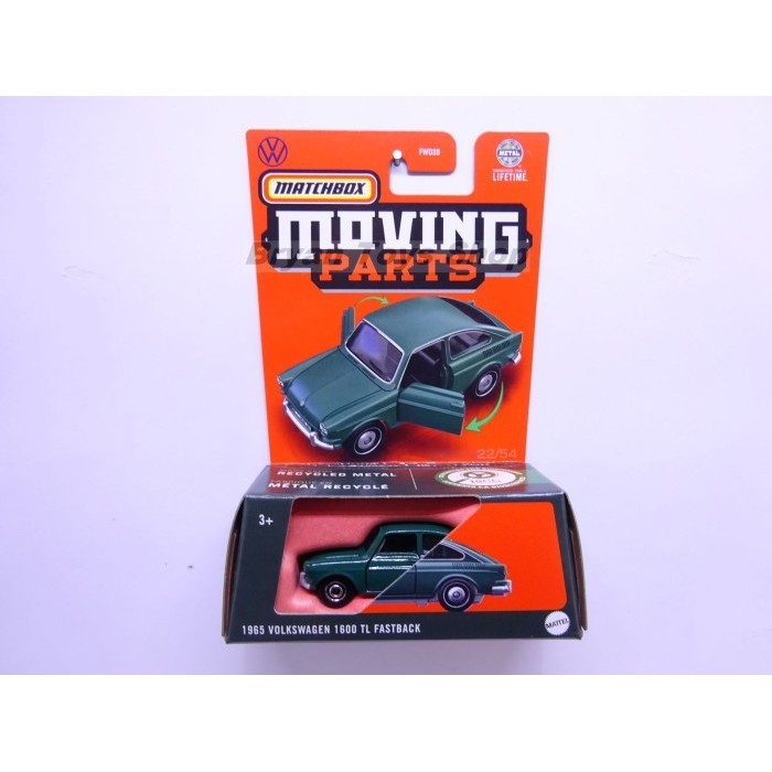 Matchbox Moving Parts 1965 Volkswagen 1600 TL Fastback Hijau -OCS45