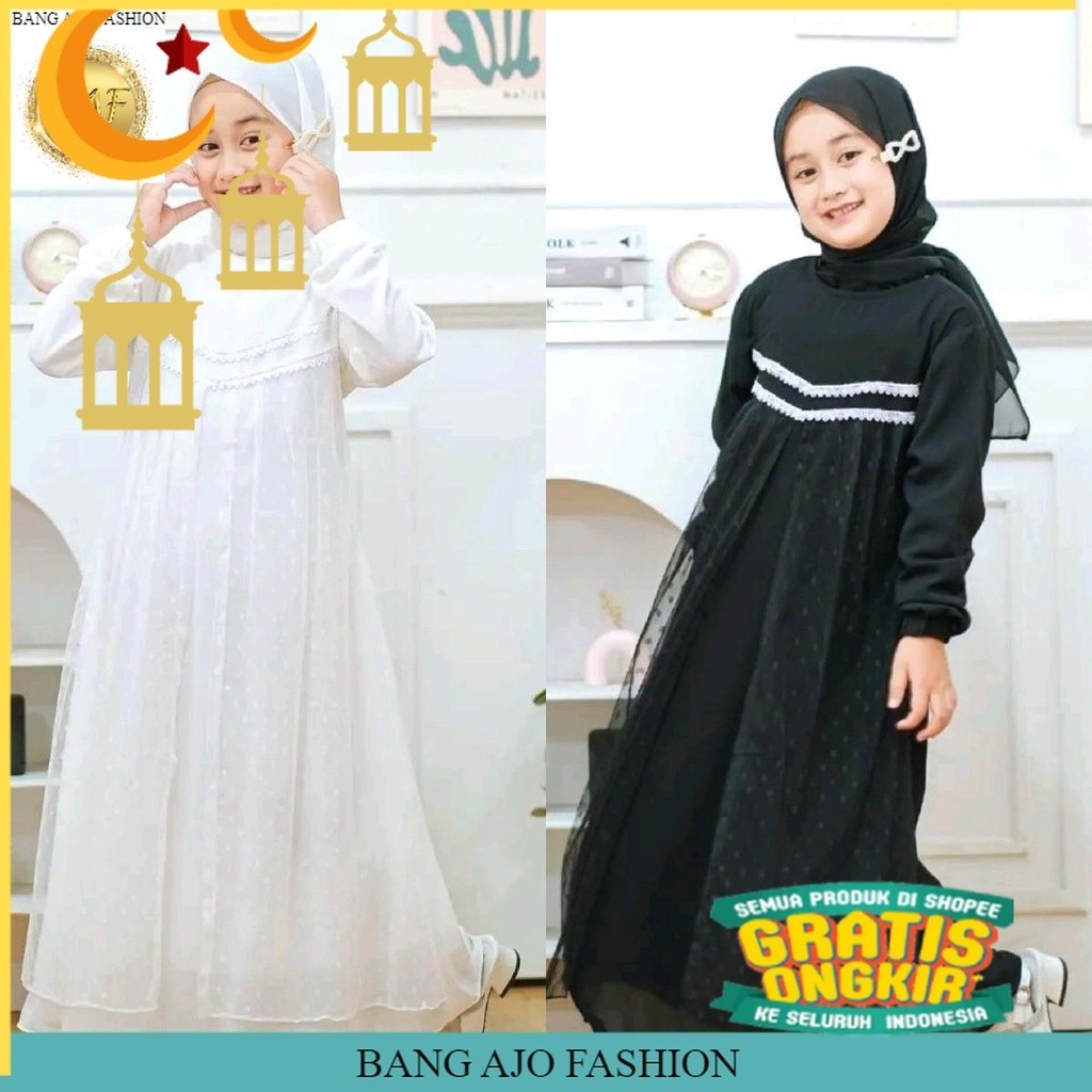 SHAFA DRESS KIDS FREE HIJAB / GAMIS ANAK USIA 2-13 tahun UK S, M, L, XL / CERUTY BABYDOLL MIX TILE D