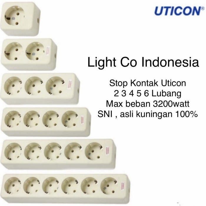 UTICON Stop Kontak Colokan Cok Terminal Listrik 1 2 3 4 5 6 Lubang SNI Kuningan 1L 2L 3L 4L 5L 6L