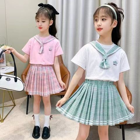 Girls' JK Uniform Two Piece Set with New Western Style Academy Style