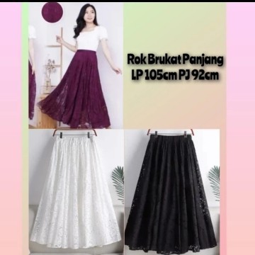 ROK BRUKAT PANJANG ROK WANITA MUSLIMAH KEKINIAN  - Putih