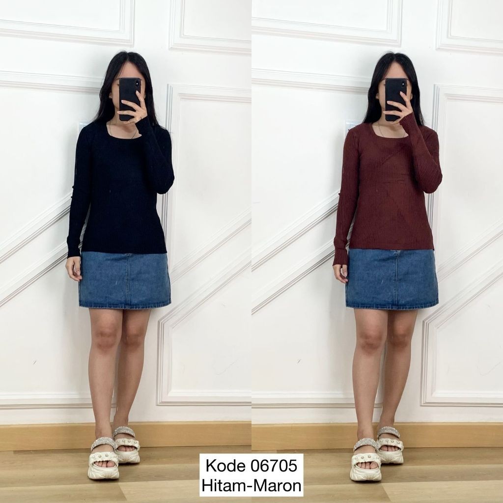 Rajut Polos Lengan Panjang I Blouse Knit Import I Blouse Knit Wanita I Blouse Mix Knit