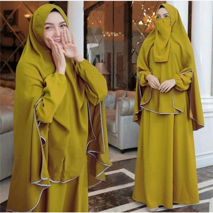 Syari set cadar fashion wanita muslimah syari  baju lebaran - Hijau