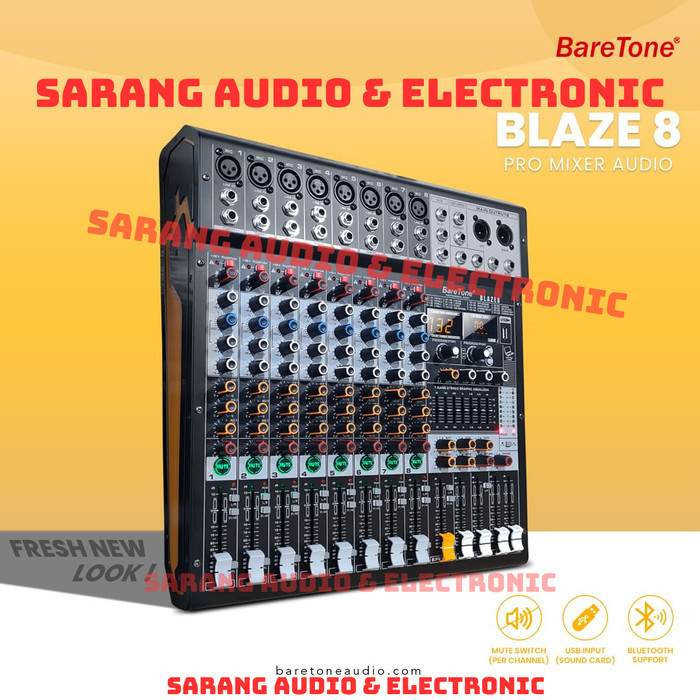 Mixer Audio Baretone Blaze 8 Professional Mixer 8 Channel SOUNDCARD