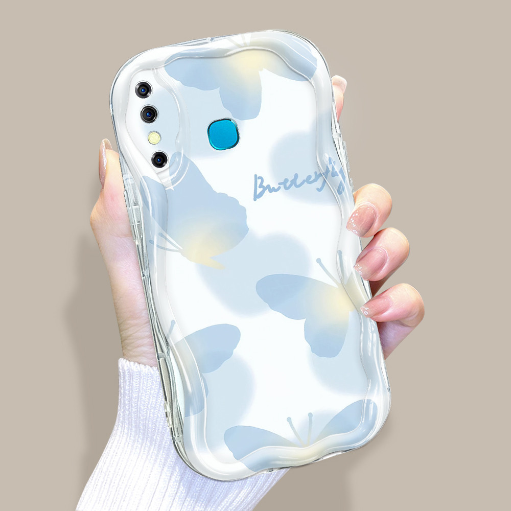 Infinix Hot 8 Pro X650 X650C Untuk Phone Case Love Heart Butterfly Kartun Imut Pola Hp Casing Handphone Soft Pmv Wavy Edge Kesing C63106
