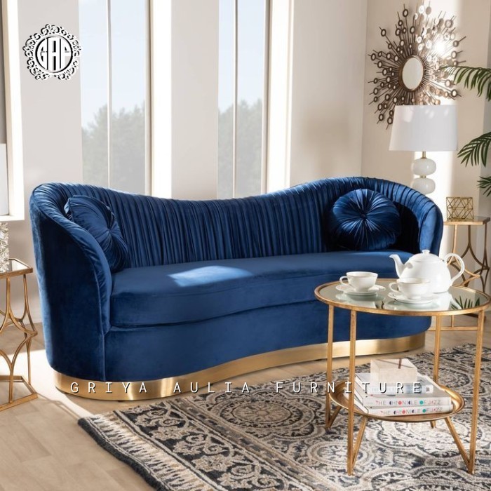 Sofa retro kaki besi stainless gold sofa mewah