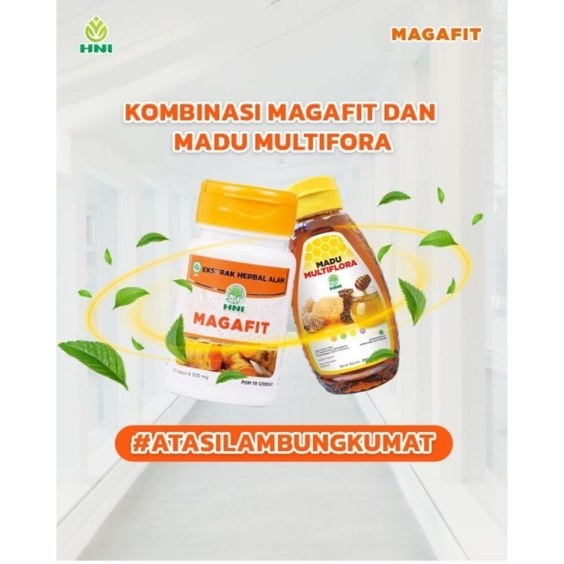 Obat Herbal Asam Lambung Gerd Maag Magafit 50 Kapsul / Madu Multiflora 250g HNI HPAI  Halalmart sema
