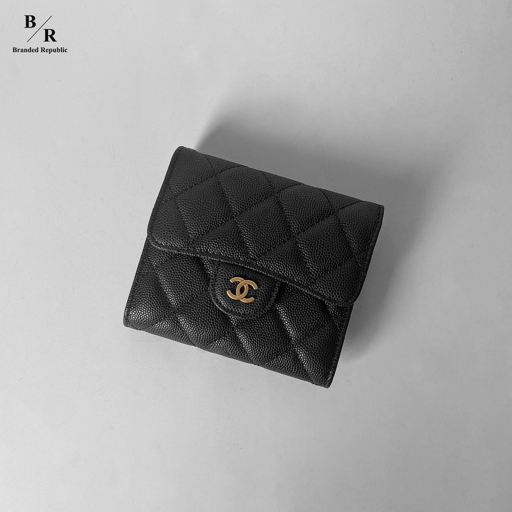 [BRANDED REPUBLIC 2] DOMPET WANITA CHANEL CLASSIC FLAP TRIFOLD BLACK WALLET