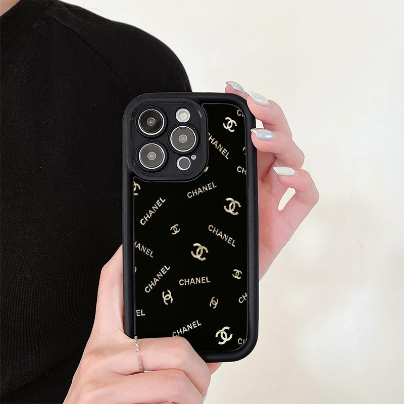 Black PFFH Chanel Brand GoldenChanel Pattern Gucci LV Case For iPhone 11 12 13 14 15 Plus Pro Max XR