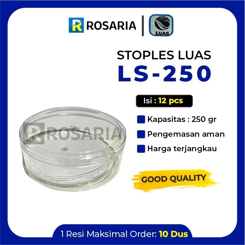 Toples Kue Kering LUAS / LS-250 Bulat Toples Lebaran Mika Lusinan 250 gr