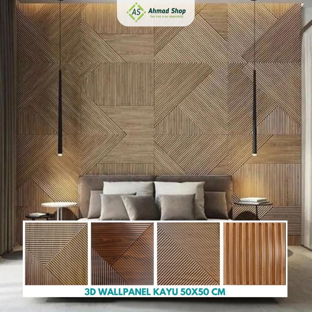 3D Wallpanel 50x50 cm Serat Kayu Dinding PVC Solid Wallpaper Dinding Dekorasi Premium Wall Panel Est