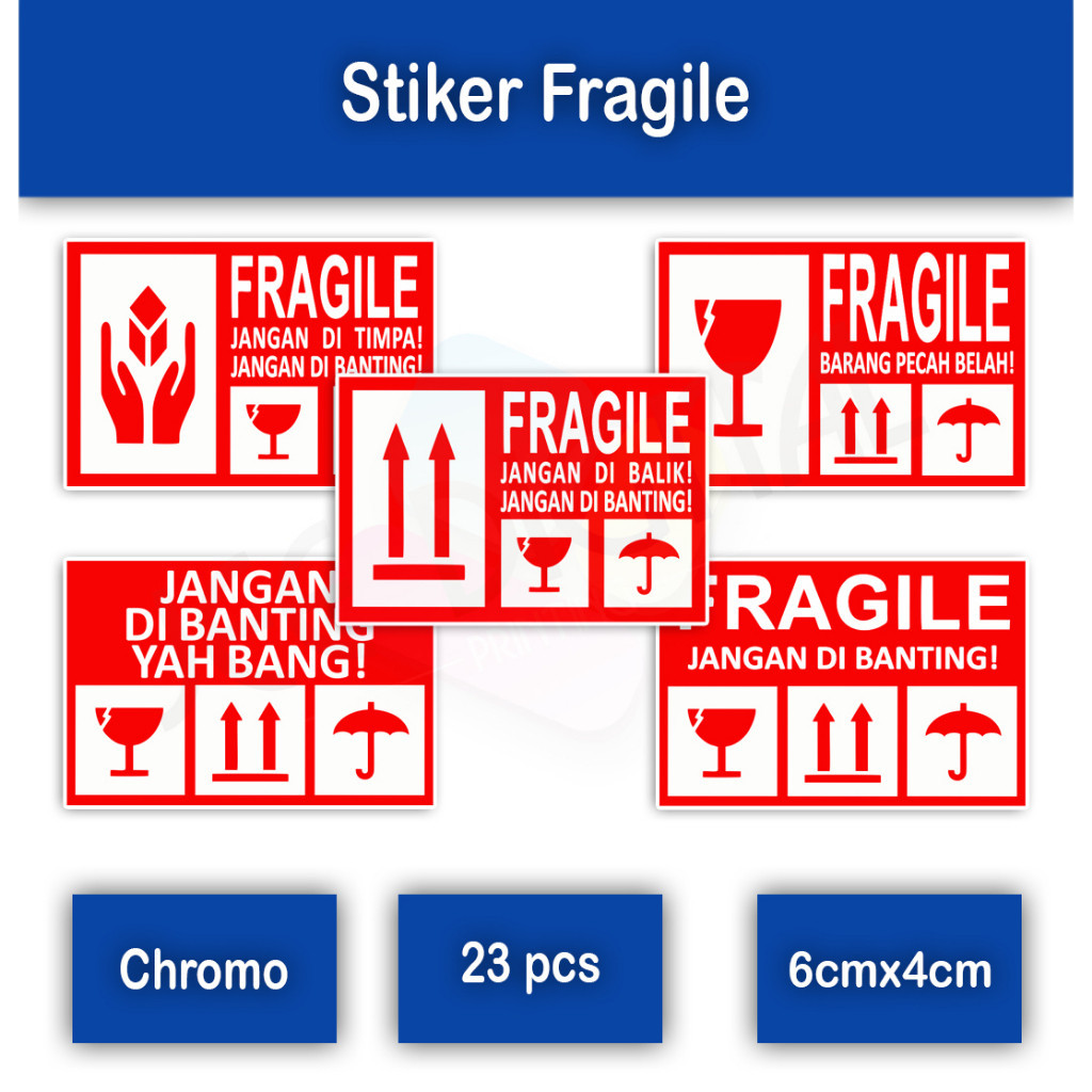 

Stiker Fragile - 6cm x 4 cm - Stiker Label Chromo Fragile