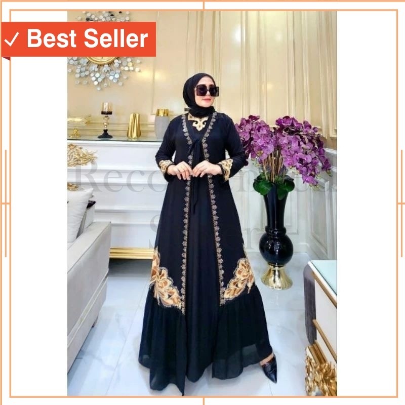 Abaya Muslim Murah Baju Lebaran Premium kekinian / GAMIS ABAYA TURKI ROMPI LEPAS KUPU-KUPU TERBARU A