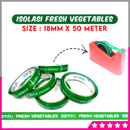 

Lakban Isolasi Selotip Paket FRESH VEGETABLES Buah Sayur (18mm x 50 Meter)