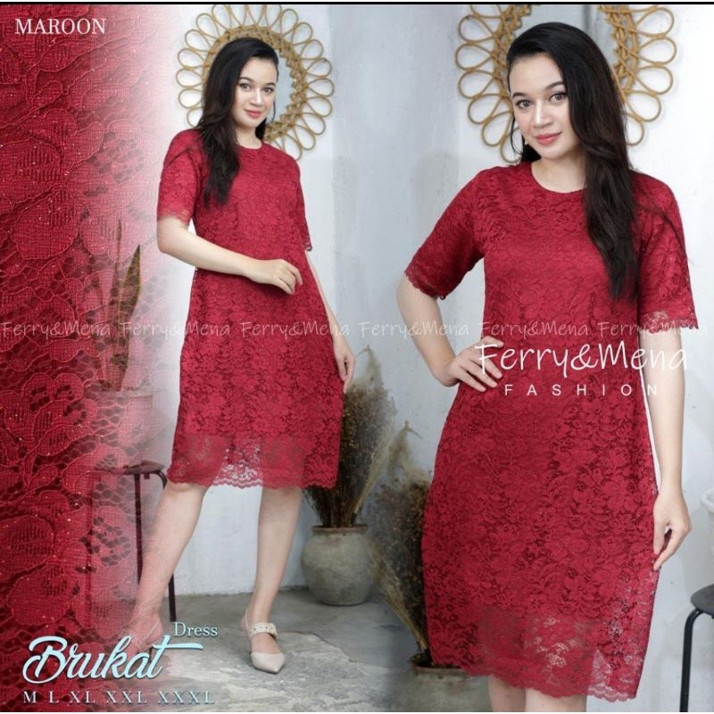 Dress Kebaya Pendek Tile Bordir Pink | Dress Natal | Kebaya Wisuda | Kebaya Modern Brokat