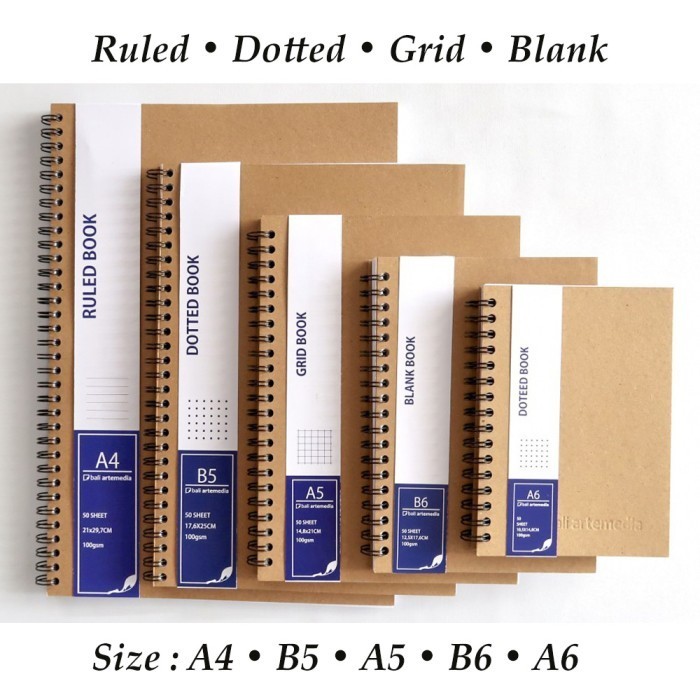 

BALI ARTEMEDIA NOTEBOOK BERGARIS A4 50SHEET/RULED BOOK UKURAN A4 100GSM