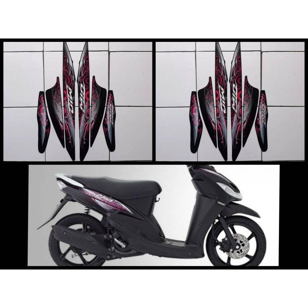 Stiker Striping Lis Les Bodi Motor Mio Sporty 2011 2012 Smile Full Hitam