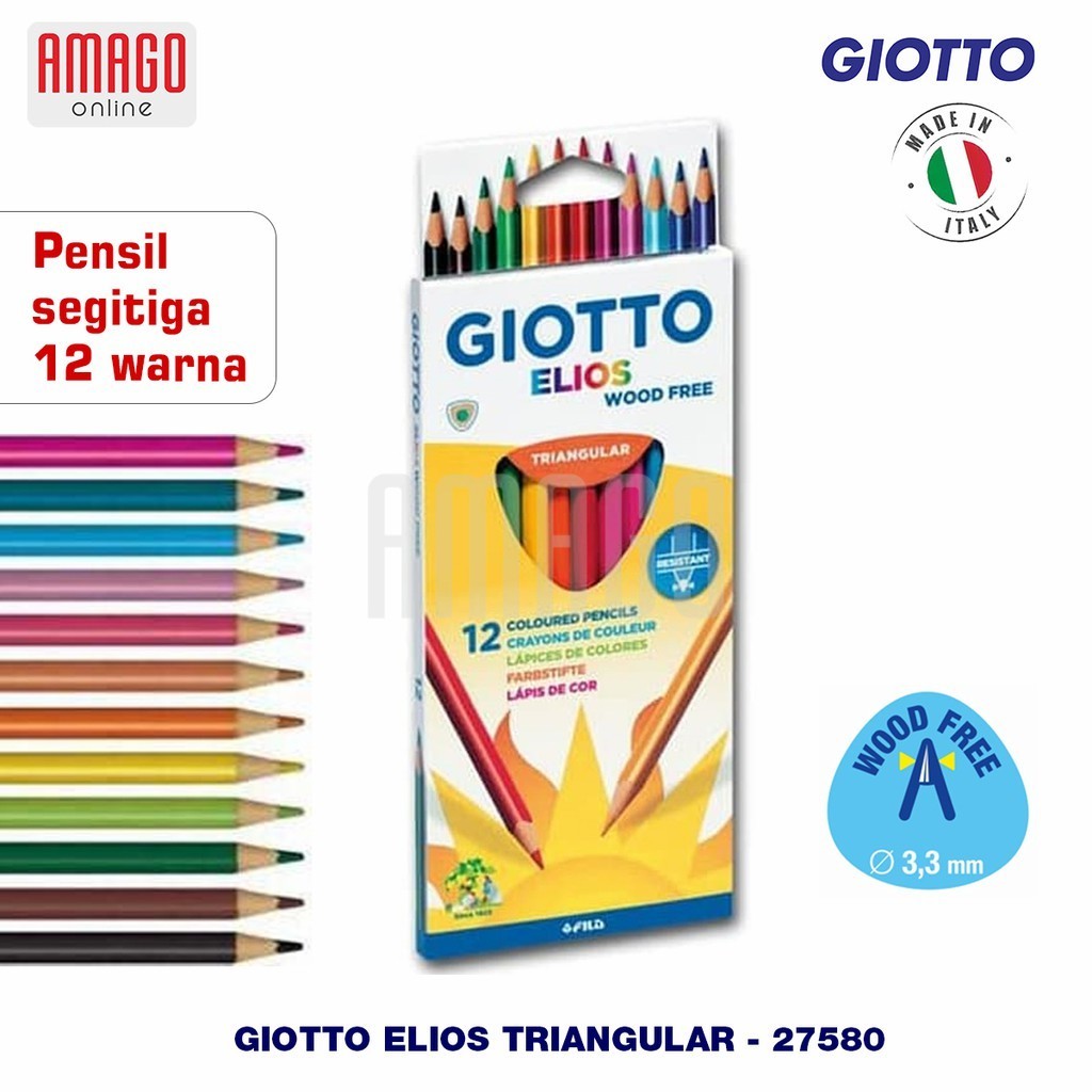 

GIOTTO Elios Triangular Colored Pencil - 12 Colors Pensil Warna Segitiga - 12 warna - 275800