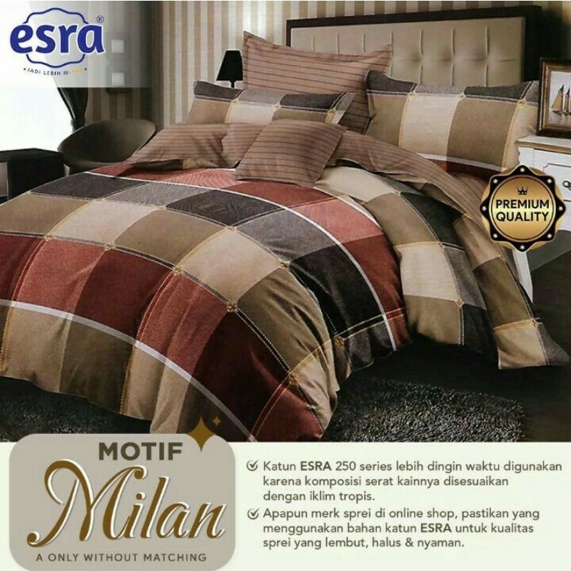 Bedcover + sprei anti geser katun esra motif MILAN