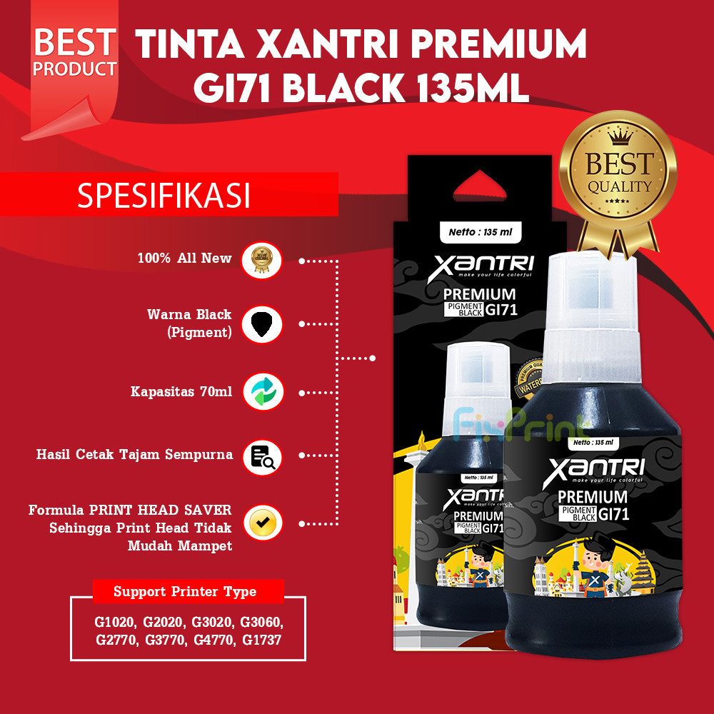Tinta Xantri GI-71 Compatible CMYK FOR G1020 G2020 G3020