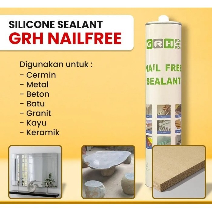 Lem Serbaguna Nail Free Lem Silikon Besi Batu Kaca Beton Kayu Keramik