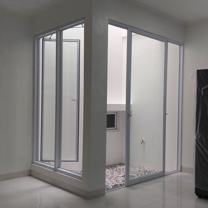pintu slide alumunium jendela swing minimalis