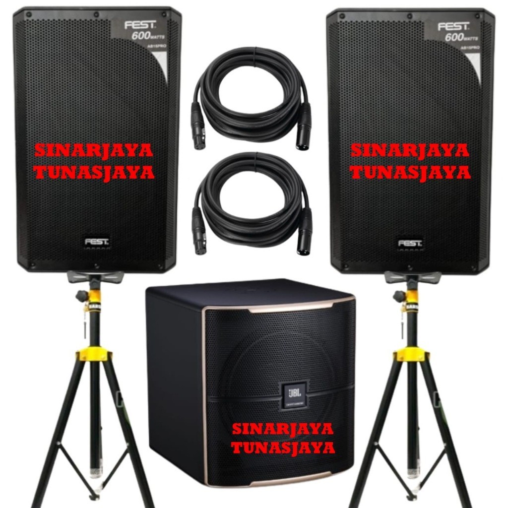 BIG SALE RAMADAN PAKET SPEAKER FEST AB15PRO SUBWOOFER AKTIF JBL 12SP FREE STAND DAN KABEL