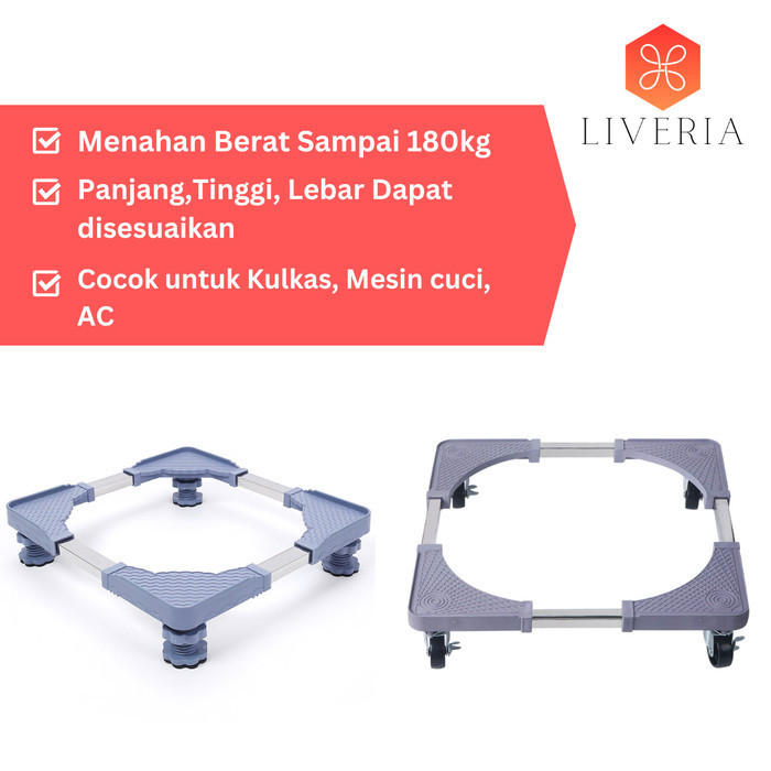 LIVERIA Alas Mesin Cuci dan Kulkas Dudukan Kaki Roda Mesin Cuci Kulkas - Alas Kaki