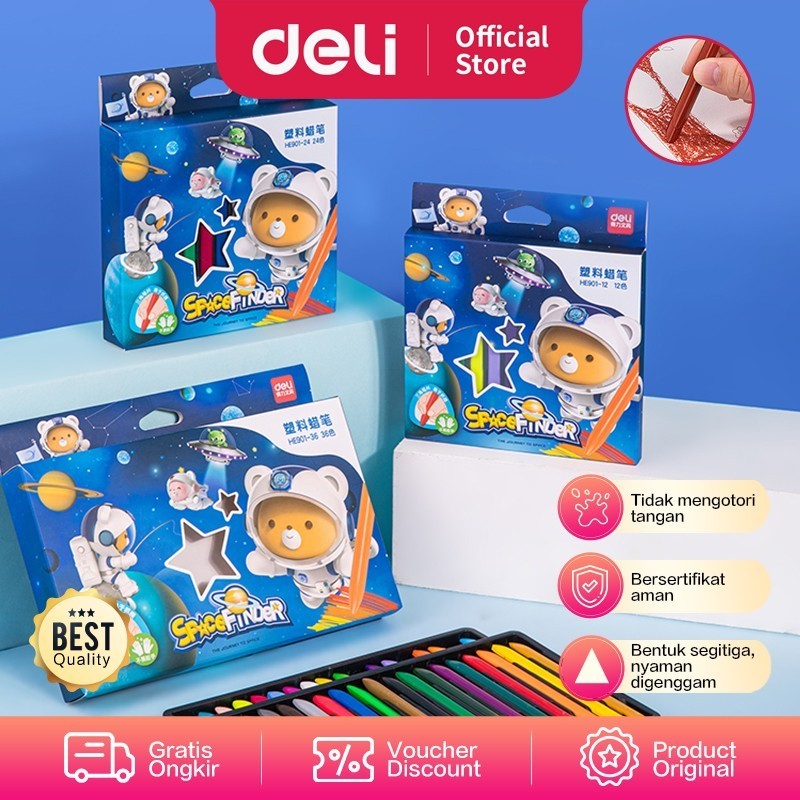 

Deli | Plastic Crayons Space Finder 12 24 36 warna | HE901