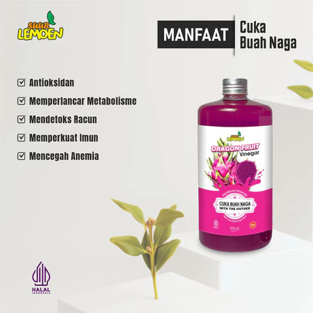 

cuka buah naga suur lemoen Dragon Fruit Vinegar / Dragona Vinegar Organic suur naga halal bpom ori