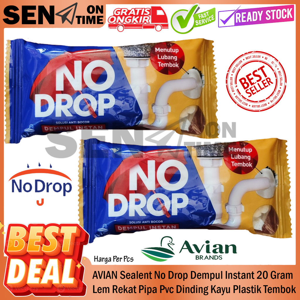 AVIAN Sealent No Drop Dempul Instan 20 Gram Tutup Bocor Lubang Rusak Lem Rekat Pipa Pvc Dinding Kayu