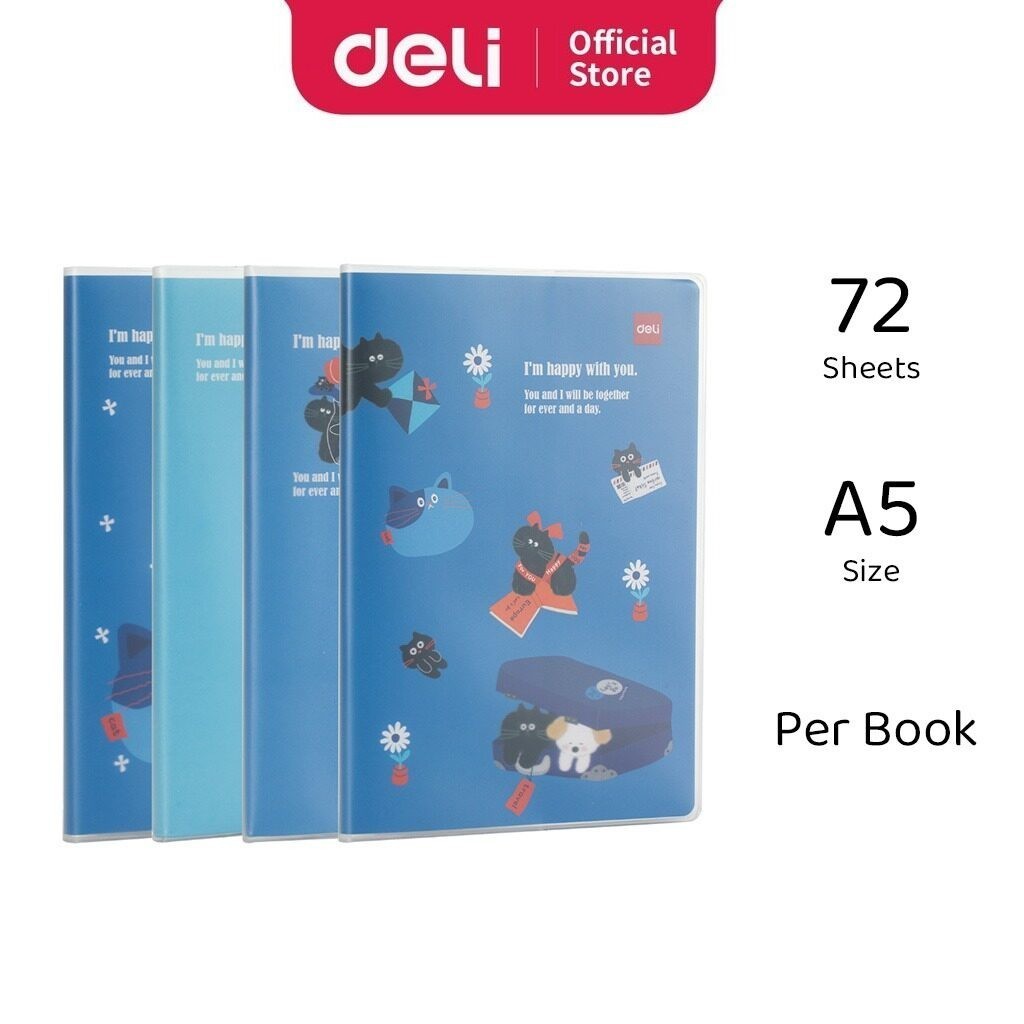 

BOBOMART X Deli Notebook EN303 Happy With You Series EVA Cover Notebook Size A5 72 Sheets [Per Book]