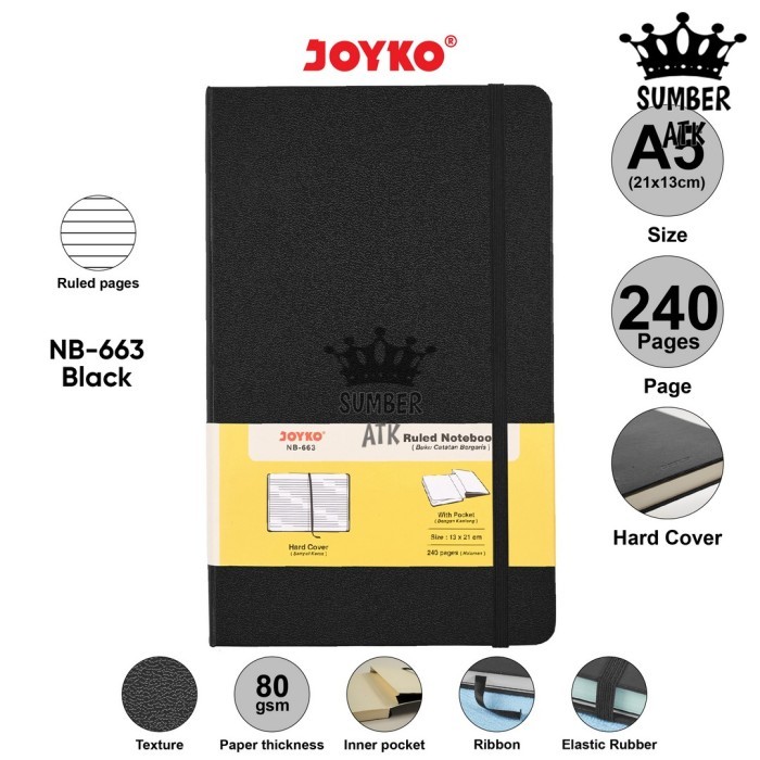 

THOS Notebook Buku Tulis Catatan Diary Agenda Joyko Hard Cover - NB-663 Black