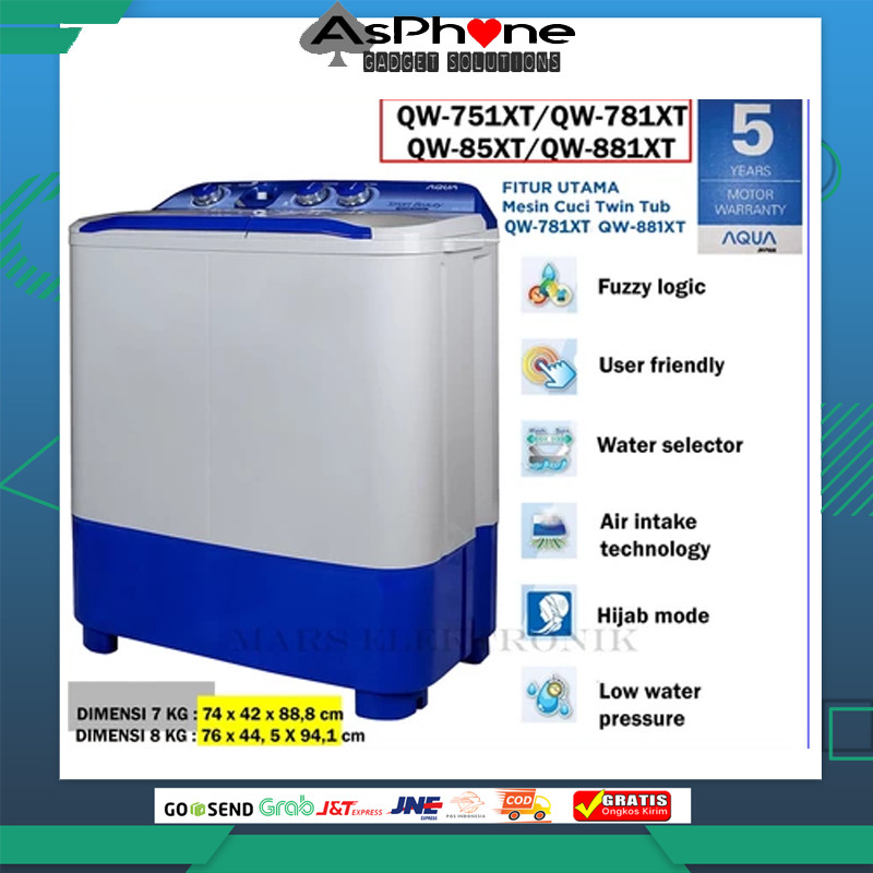 Mesin Cuci Aqua 7kg 2 tabung 781XT garansi resmi bandar lampung only