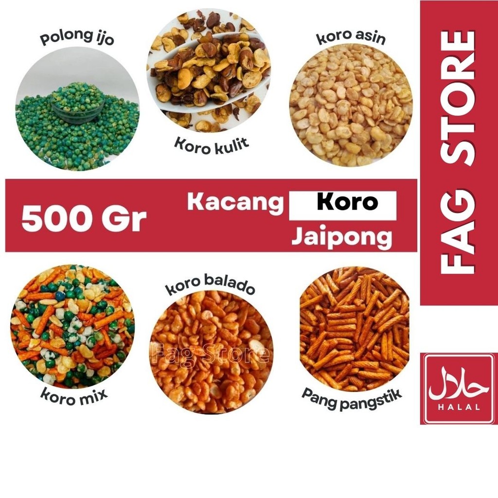 

Kacang Jaipong 500gram Kacang koro campur Kacang Kangoro Mix / Asin / Balado / Polong Ijo