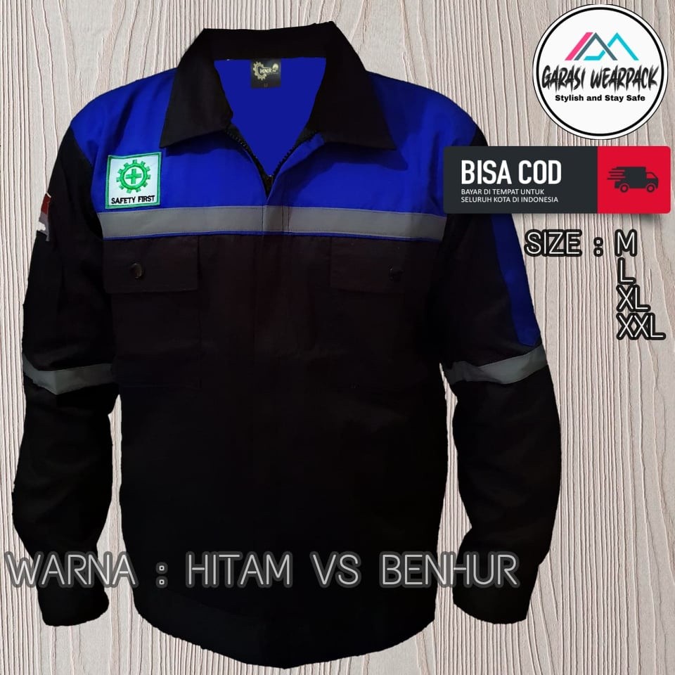 FR54E WEARPACK SAFETY ATASAN HITAM KOMBINASI BENHUR