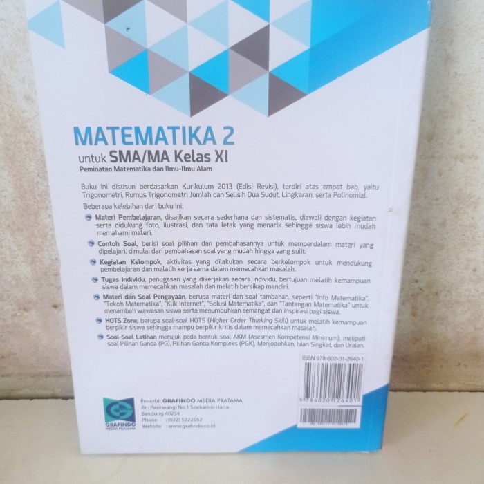 

NEW PRODUK Buku Matematika Peminatan Kelas XI Revisi Grafindo
