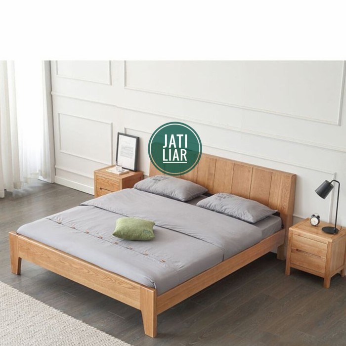 GFJ Dipan kayu kamar tidur kayu jati rangka tempat tidur minimalis - 90x200