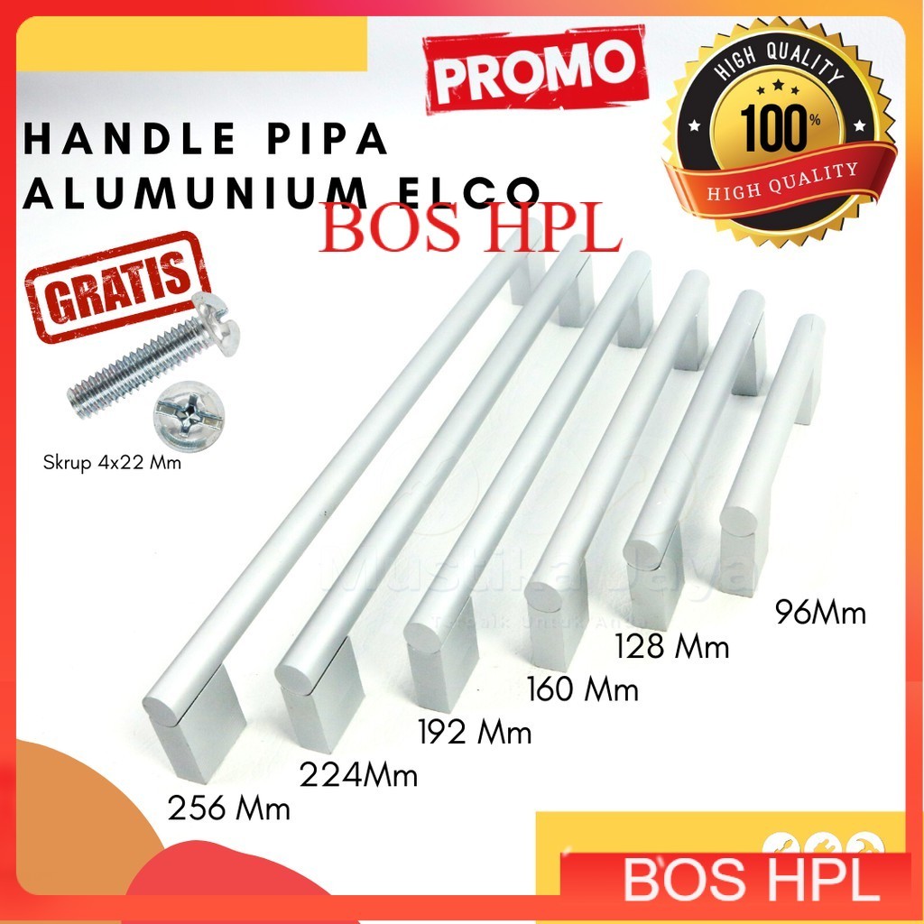 Handle Tarikan Gagang Lemari Laci Alumunium Elco Model Pipa Pintu