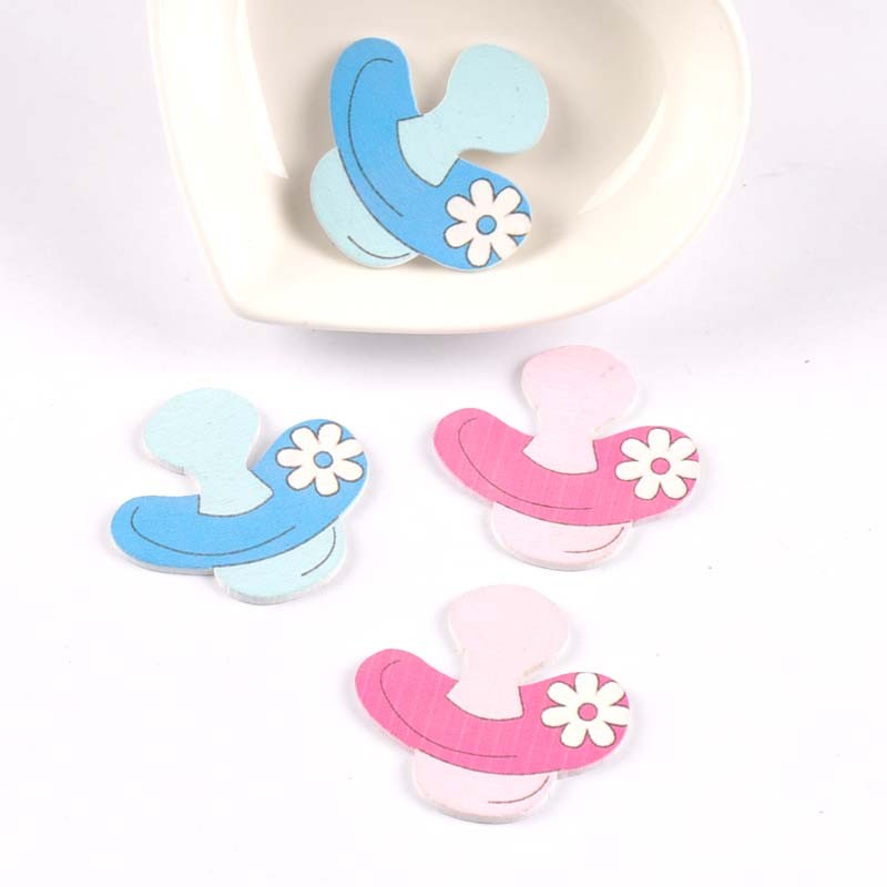 

20pcs Wooden Ornament No Hole Blue/pink Pacifier Baby Painting For Scrapbook Wood DIY Crafts Decor Embellishment 35mm M1940