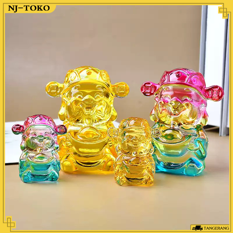 Patung Chai Sen Ye Patung Dewa Kekayaan Pajangan Caisen Crystal Patung Dewa Rezeki Bahan Kristal Bua