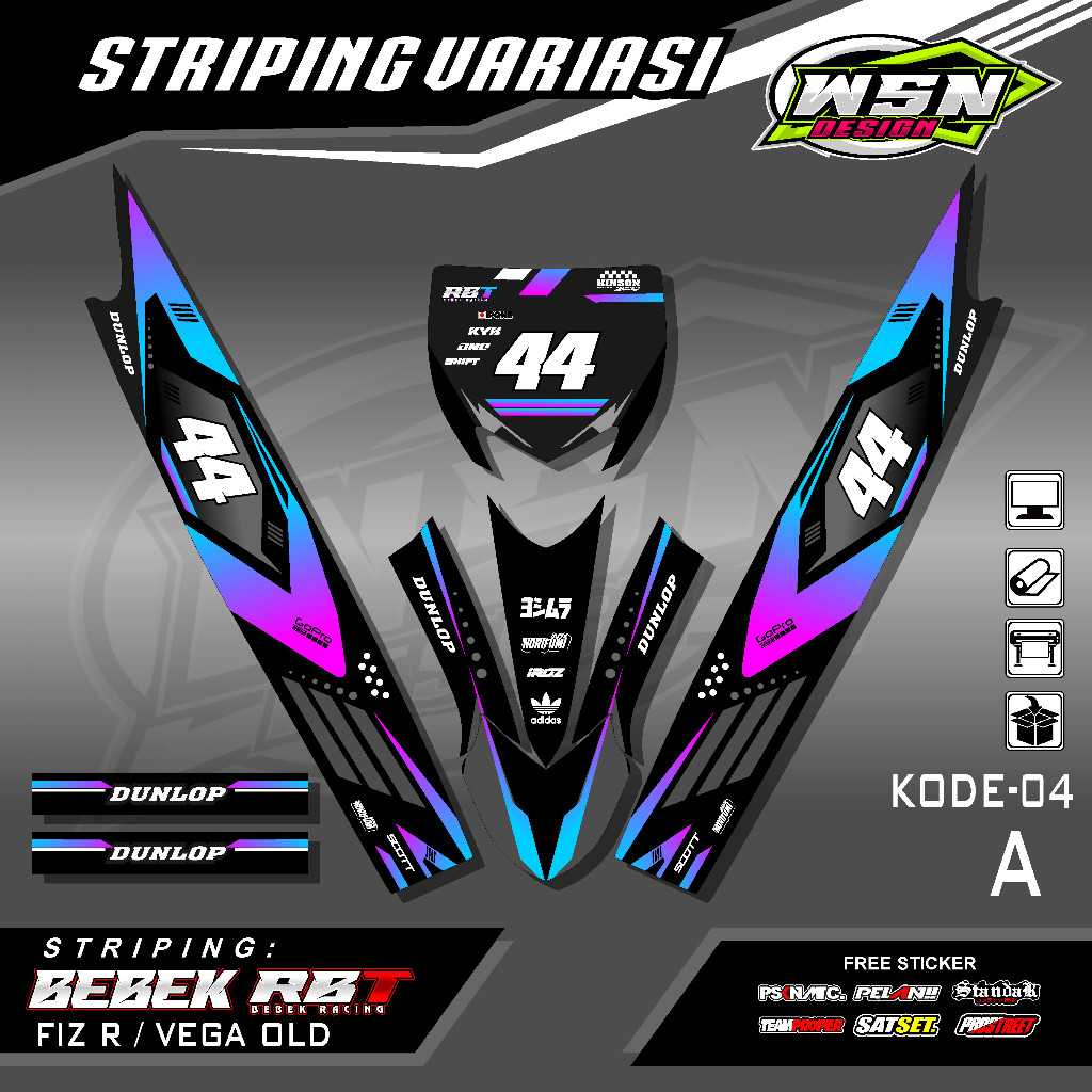 Sticker Striping  MOTOR FIZ R - VEGA OLD RBT BEBEK MODIF SUPERMOTO Desin Grafis Kekinian
