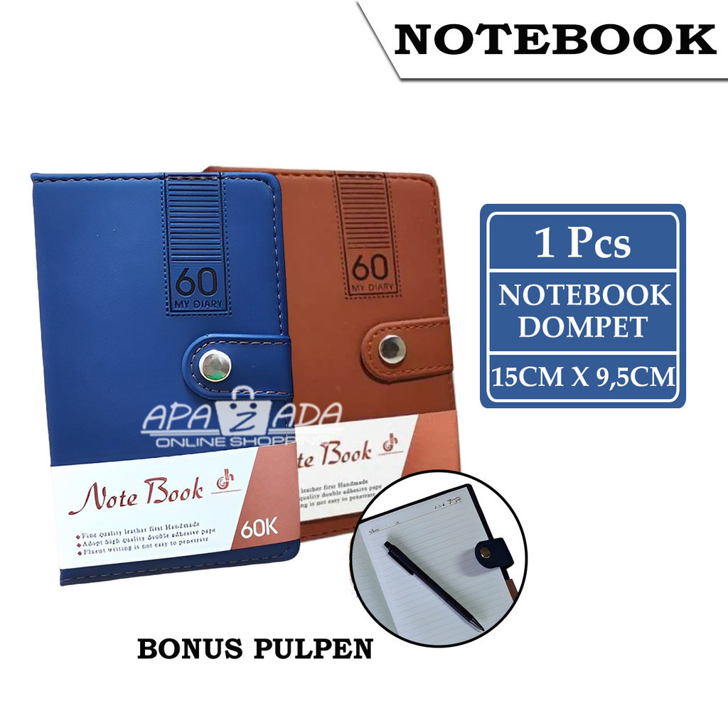 

Apazada - Notebook Kancing 60K Ukuran 15 X 9,5 cm / Buku Agenda Kancing Seri 60K / Notebook