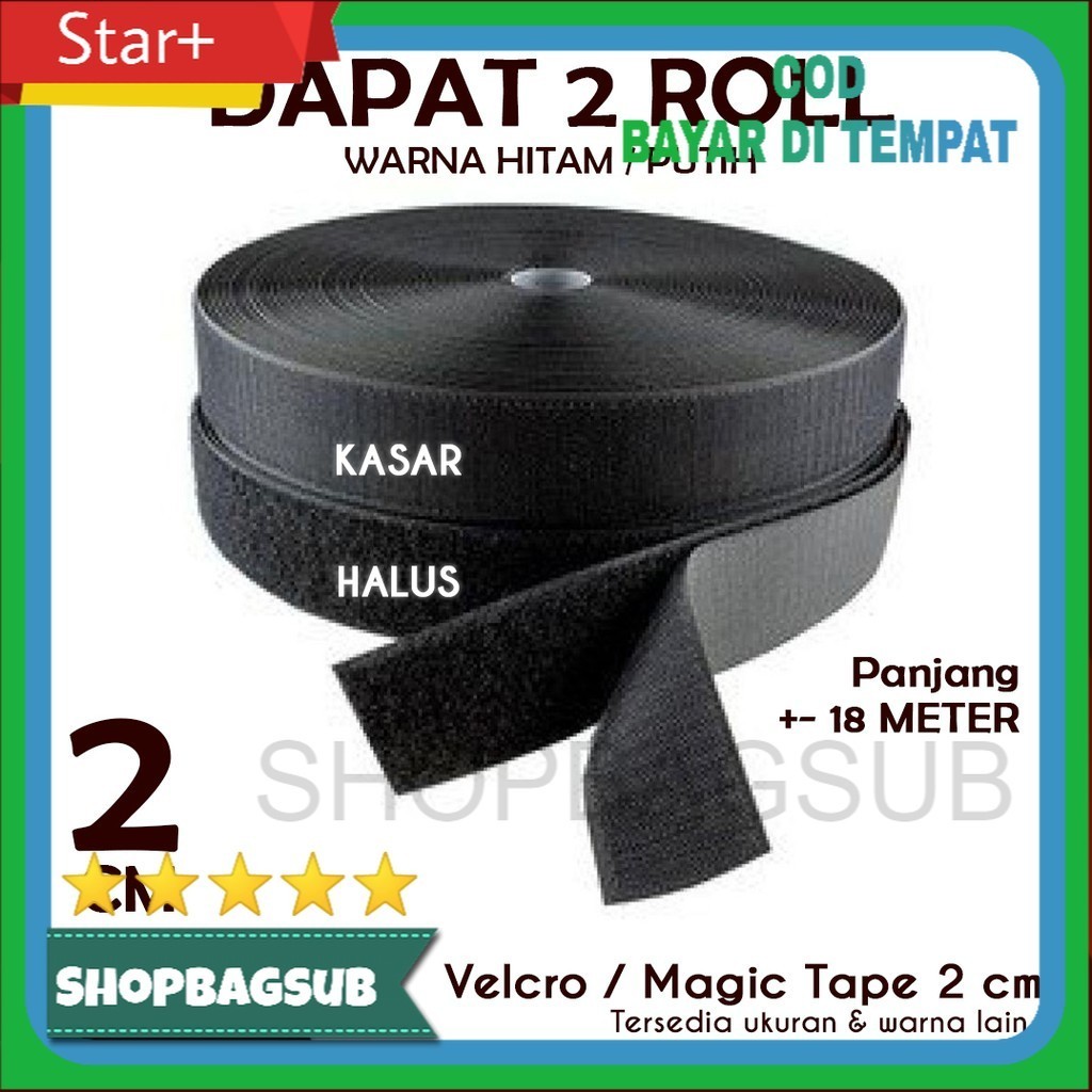

VELCRO 2 CM MAGIC TAPE KASAR HALUS 18 METER