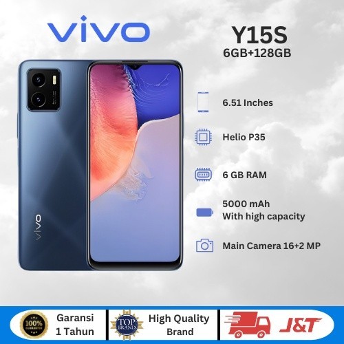 Vivo Y15s HP Murah Cuci Gudang 6.51 Inch Layar Full RAM 6GB ROM 128GB 13MP HD Kamera Android
