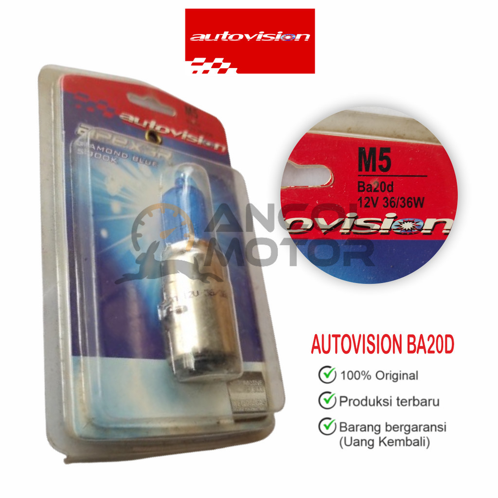 Autovision Bohlam BA20D Diamond Blue Lampu Motor Vespa Thunder Kymco