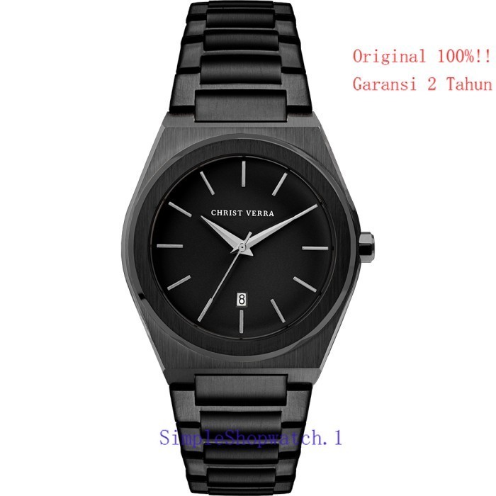 Original 100% Jam Tangan  Pria Christ Verra CV 10985G-16 BLK Garansi Resmi 2 Tahun