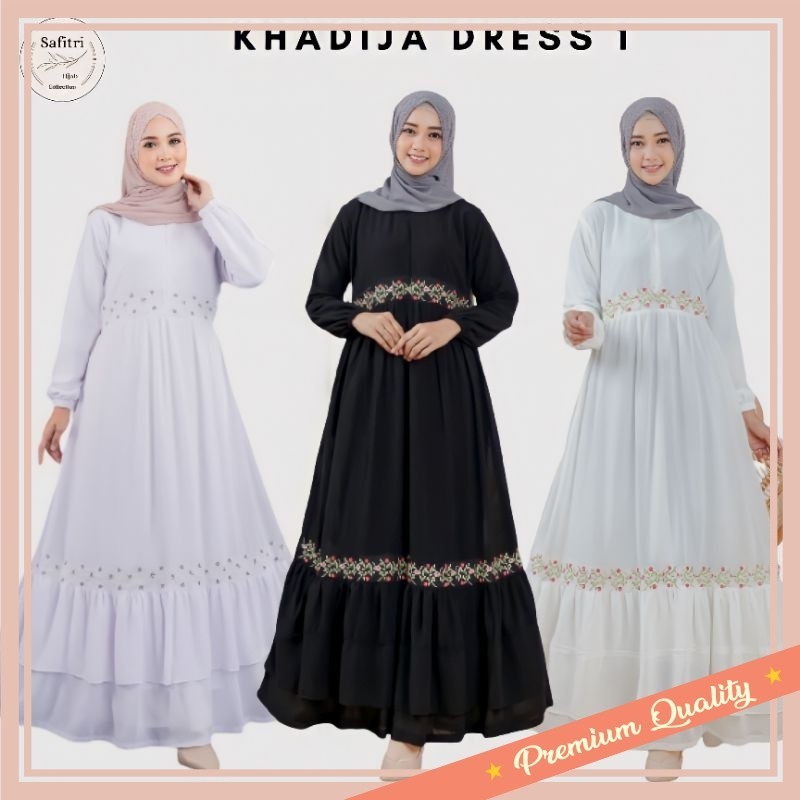Gamis Kekinian Remaja Anak Dewasa Murah Keren / KHADIJA DRESS 1 Gamis bahan ceruty babydol putih ber